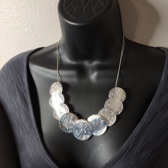 Silver Tone Statement Necklace - Picture 1 of 6